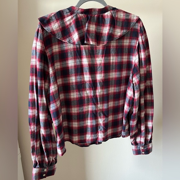 H&M Plaid Ruffle Front Blouse - Picture 6 of 8